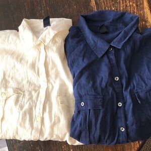 Old Navy White and Blue Button-Up Shirts